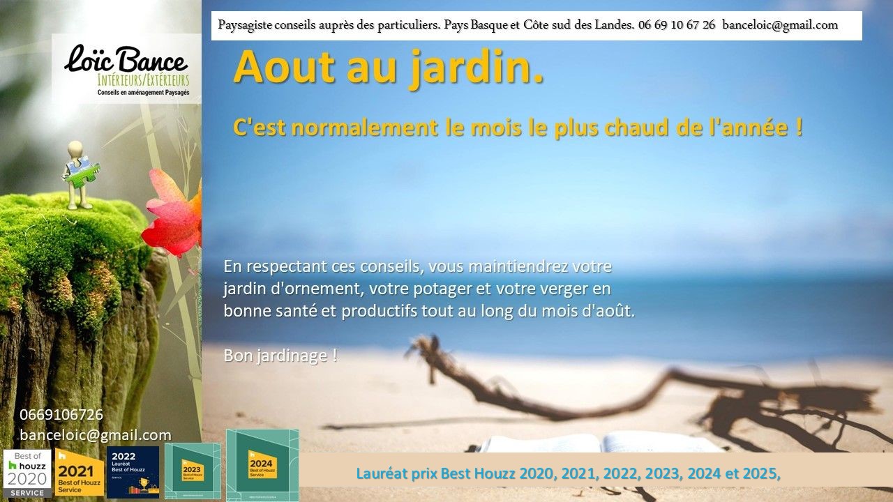 Les travaux d�aout au jardin d�ornement, potager et fruitiers. Arbonne paysages.